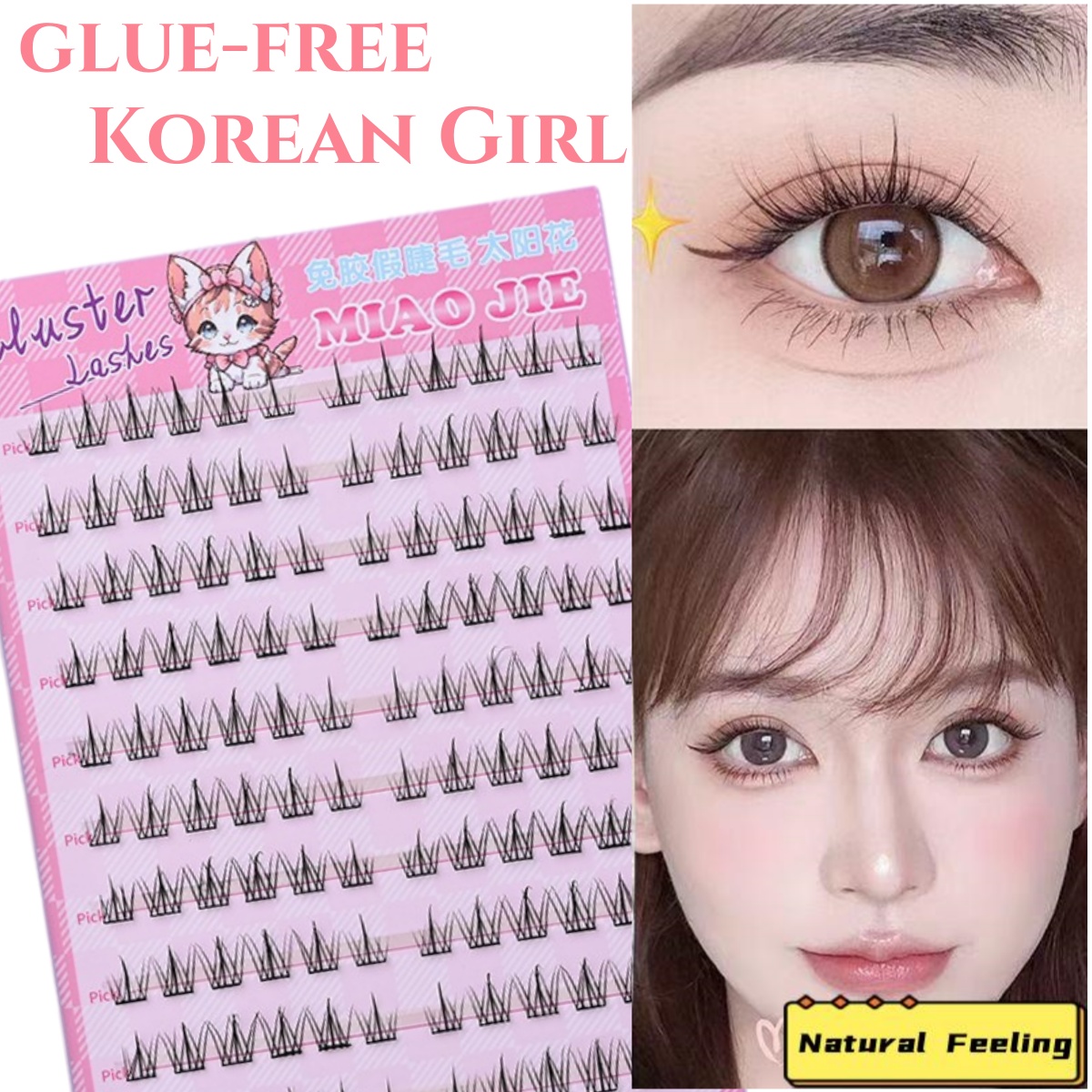 MIAOJIE No-Glue False Eyelashe - Eyelash Extension Human Hair ulasan dan harga