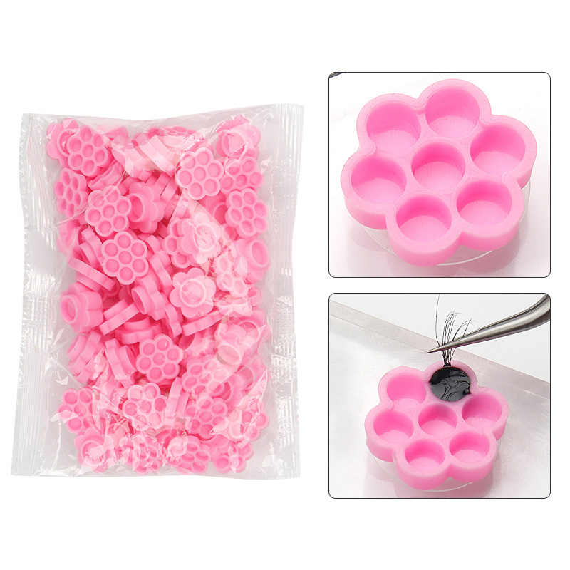 100 Pcs Pink Flower Glue Delay - Eyelash Extension Look ulasan dan harga
