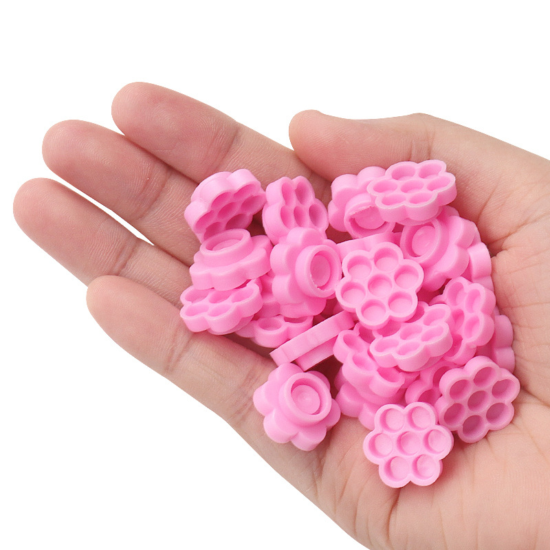 100 Pcs Pink Flower Glue Delay - Eyelash Extension Look ulasan dan harga