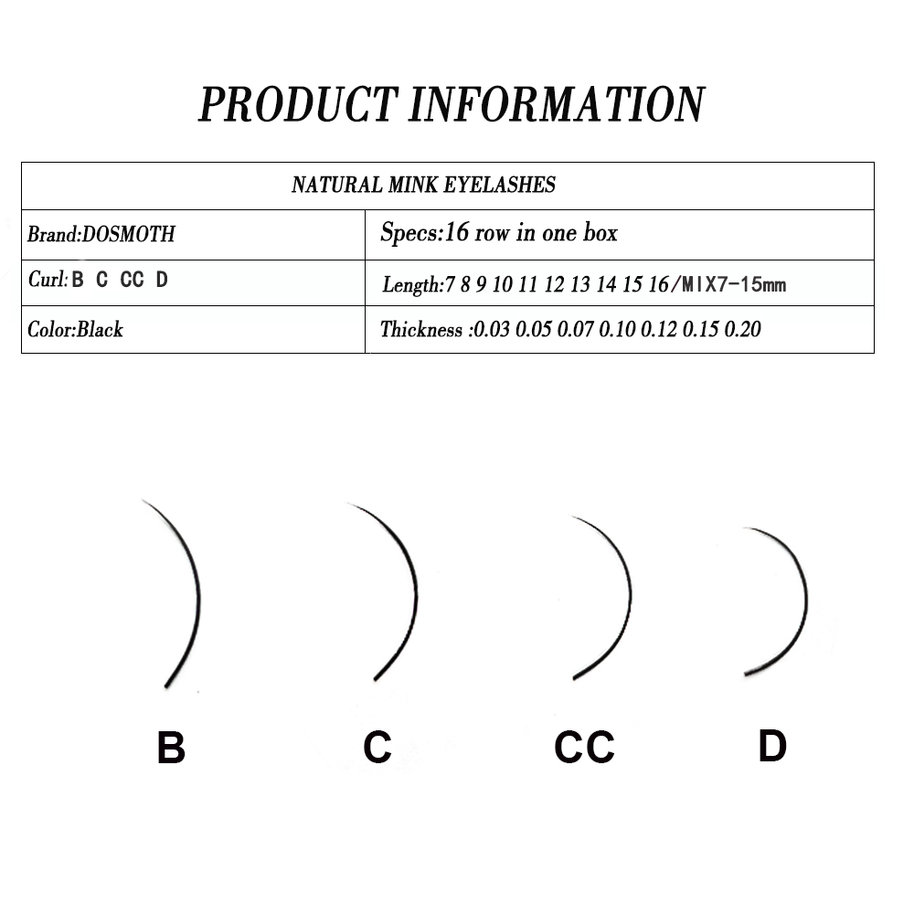DOSMOTH 10 Boxes 16 Rows 7-16  - Eyelash Extension For Asian Eyes ulasan dan harga